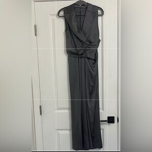 Talbot Runhof Silver Satin Jumpsuit